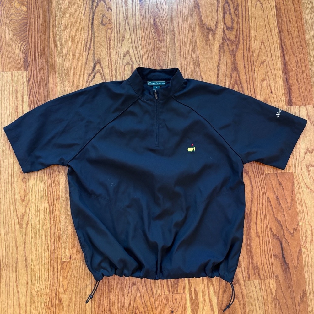 Masters Collection Golf Windshirt Black Short Sleeve Quarter Zip Jacket Medium